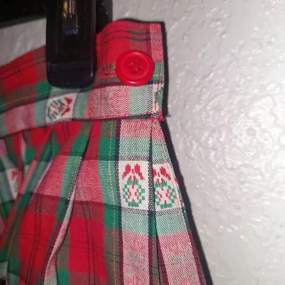 90s Bechamel Christmas Plaid Maxi Holiday Skirt Cotton Folk Skirt Red & Green 12 - Picture 6 of 10